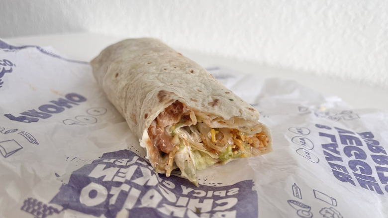 Close up of 8 Layer Veggie Burrito