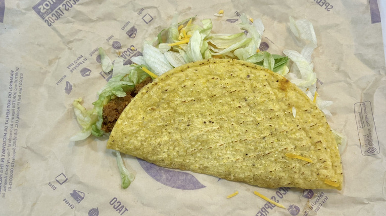 Taco Bell Crunch Taco on wrapper.