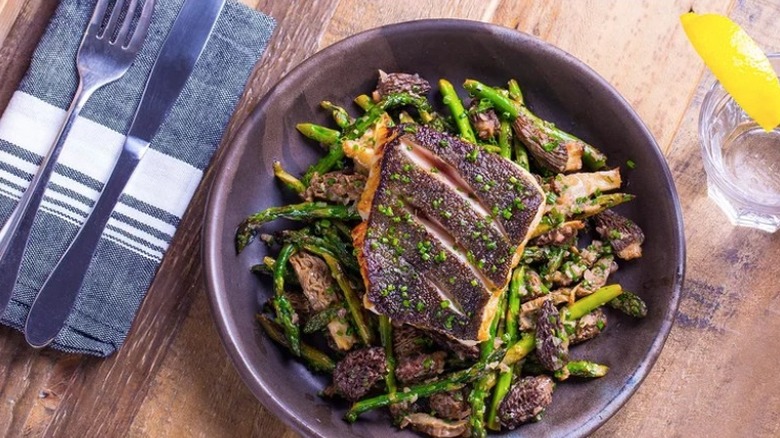 black cod with mushrooms