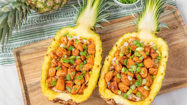 Pineapple chicken boats