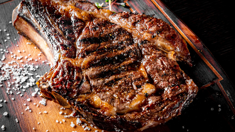 served cowboy steak