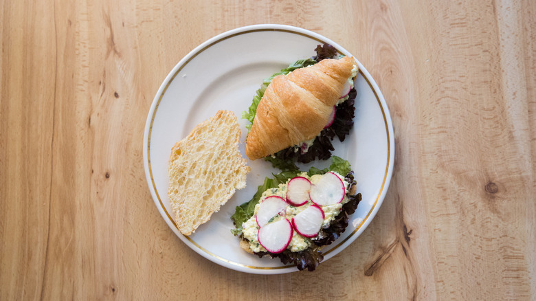 egg salad sandwiches on plate