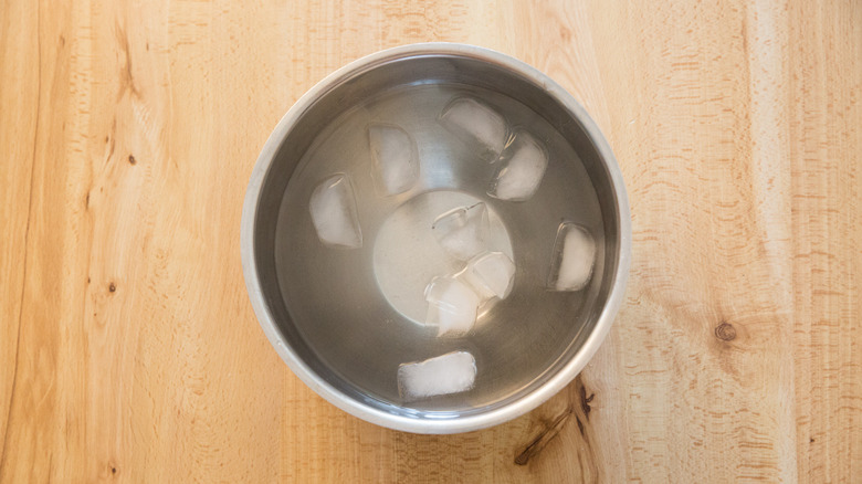 ice water in mixing bowl