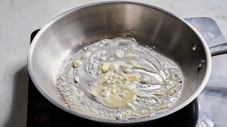 melting butter in a skillet
