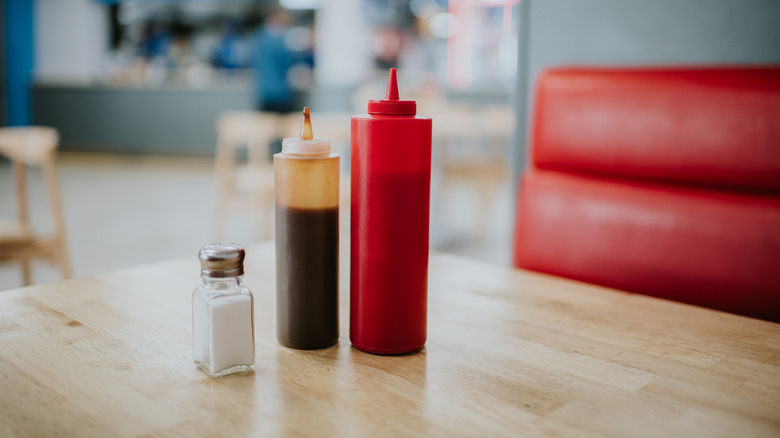 Condiments on a diner table