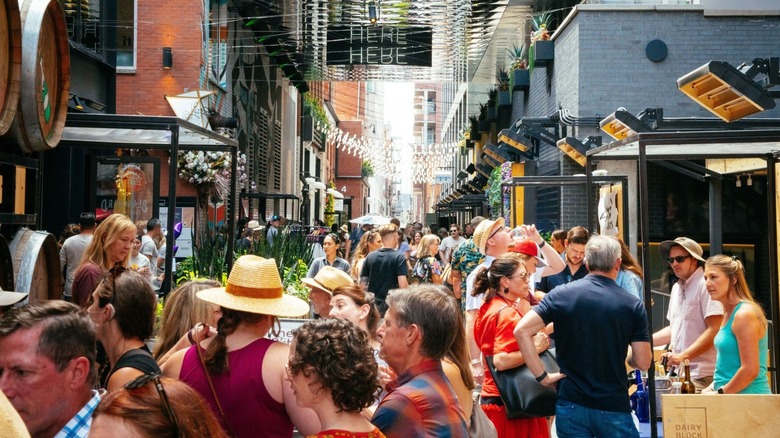 A street crowded with people