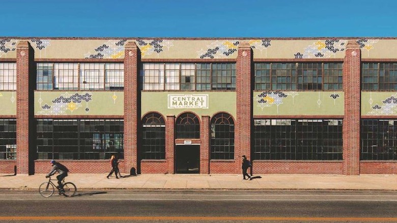 A brick building with tile front