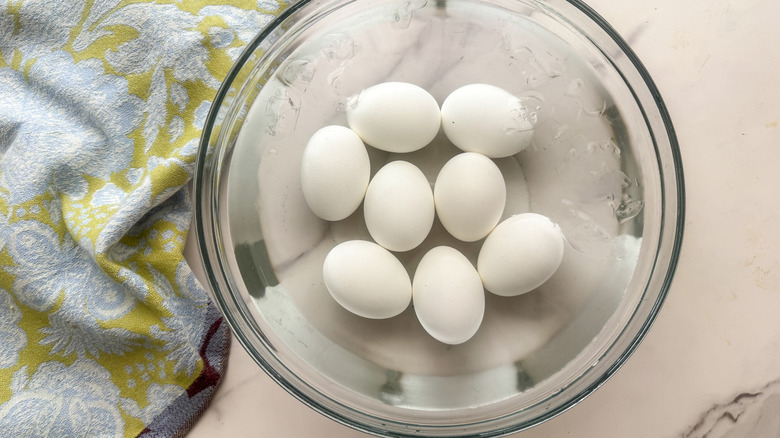 eggs sitting in ice water