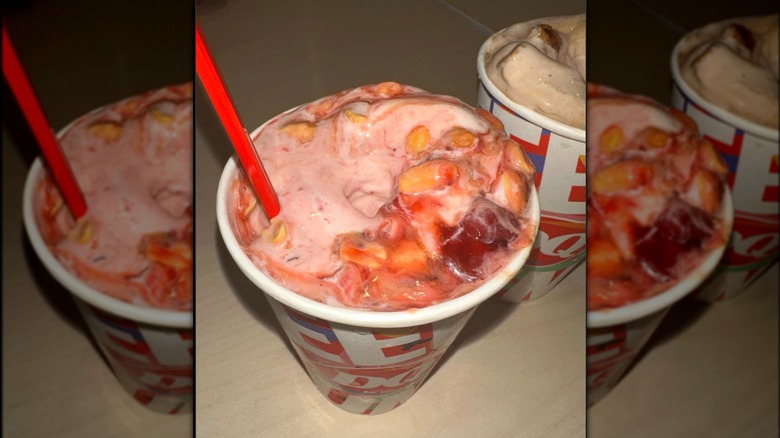 Dairy Queen Banana Split Blizzard on a table