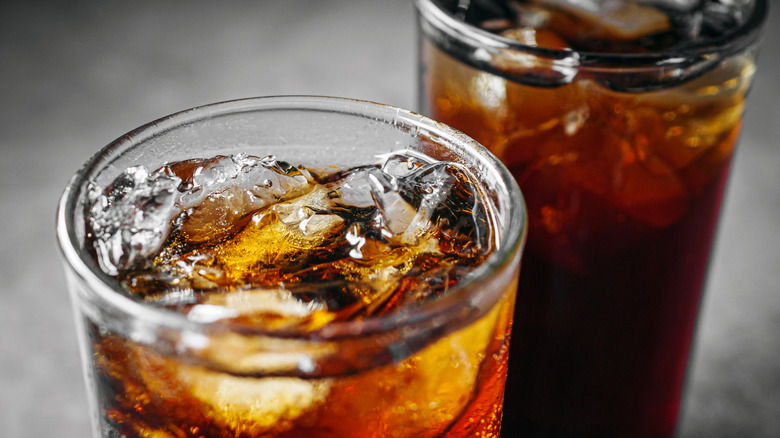 Two glasses of Diet Coke with ice