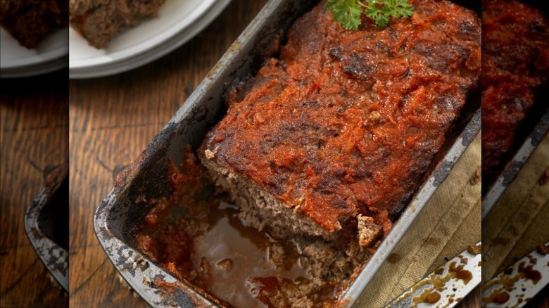 Italian meatloaf smothered in homemade tomato sauce