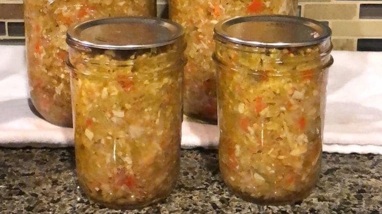 jars of homemade chow chow