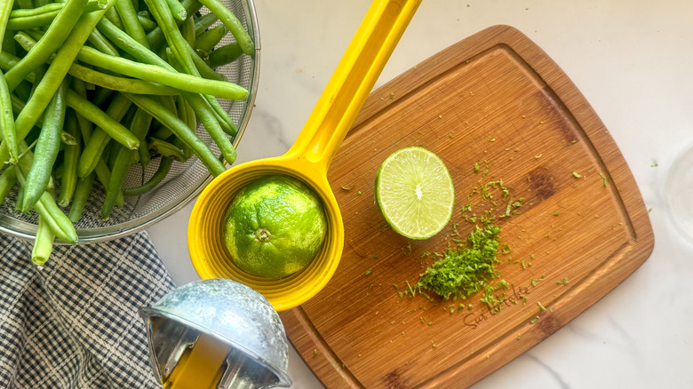 lime and zest on board