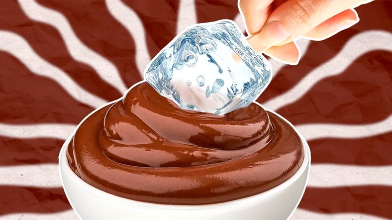 ice cube dipped in chocolate