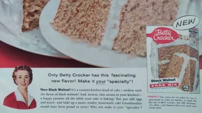 Advertisement for Betty Crocker Black Walnut Cake Mix