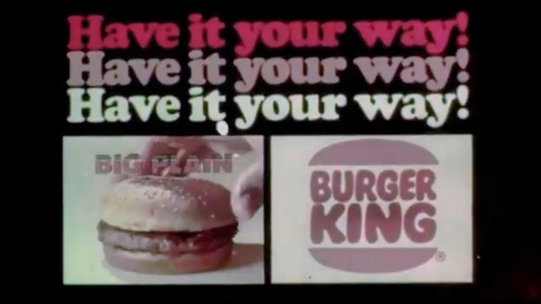 a frame from an old commercial for the Burger King Big Plain burger