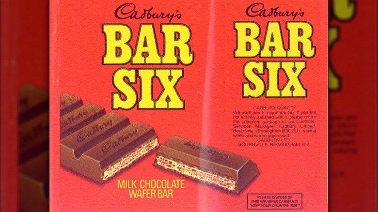 A vintage wrapper for Cadbury's Bar Six