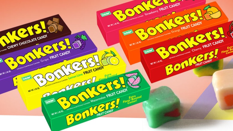 multiple flavors of Bonkers! packages and candies