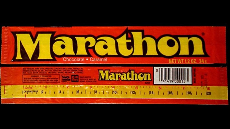 Marathon  bar with ruler on package