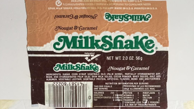 Milkshake candy bar wrapper