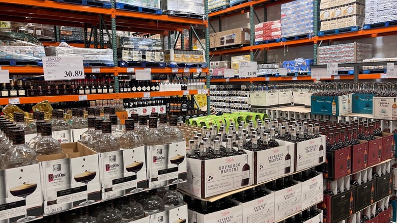 Alcohol section at Costco store