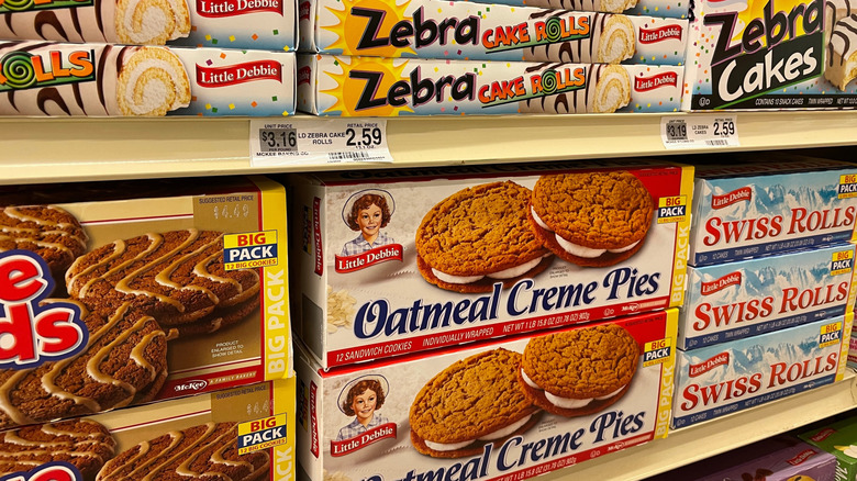 A selection of Little Debbie snacks on store shelves
