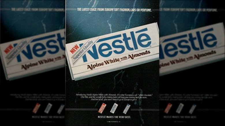 Nestlé Alpine White chocolate bar ad c. 1980s