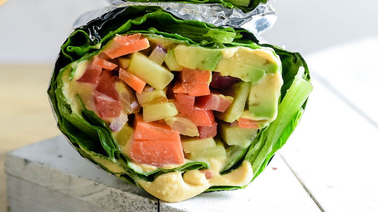 lettuce wraps with vegetables in foil