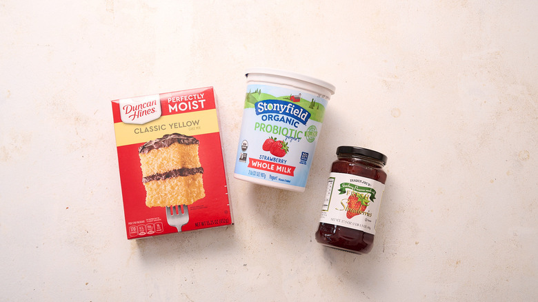 Strawberry muffin ingredients on table