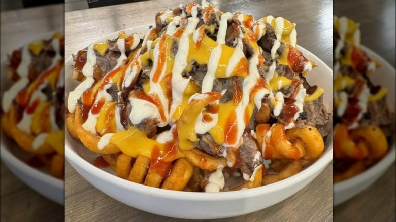 A bowl of Arby's loaded fries.