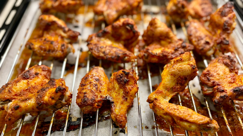 crispy wings on wire rack
