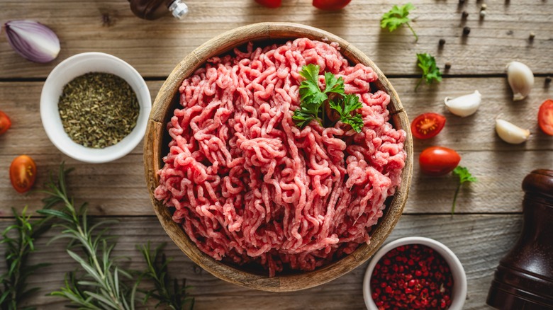 Ground beef with aromatics and spices
