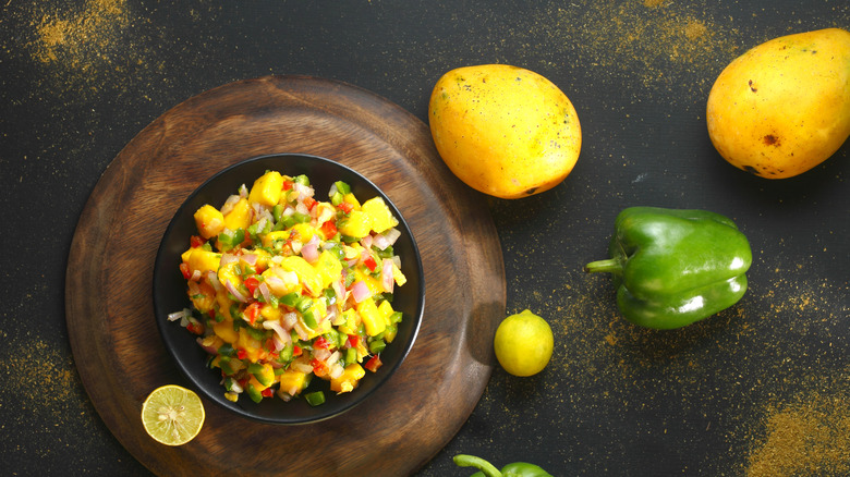 A bowl of mango salsa