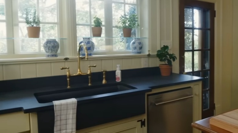 View of kitchen sink and windows