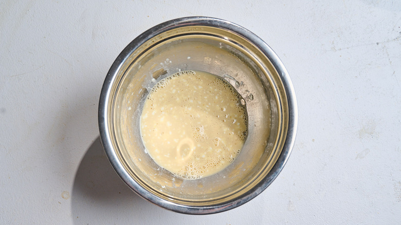 wet ingredients combined in a bowl