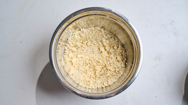crumbly batter in a bowl