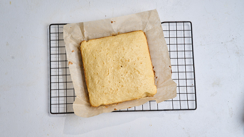 cooled cake on a wire rack