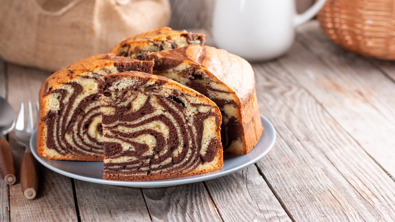 marble cake on a plate