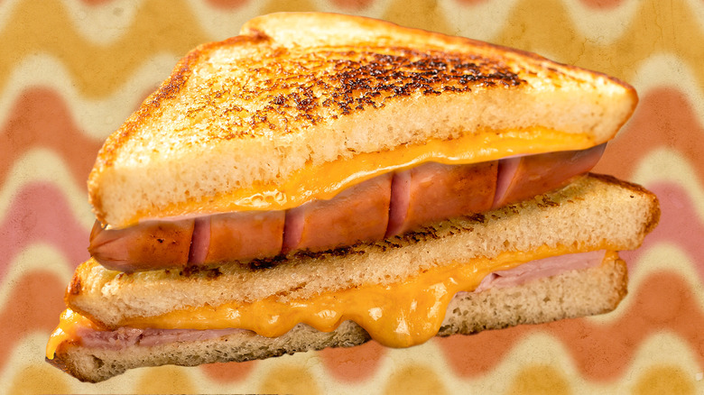Grilled cheese with hot dog 