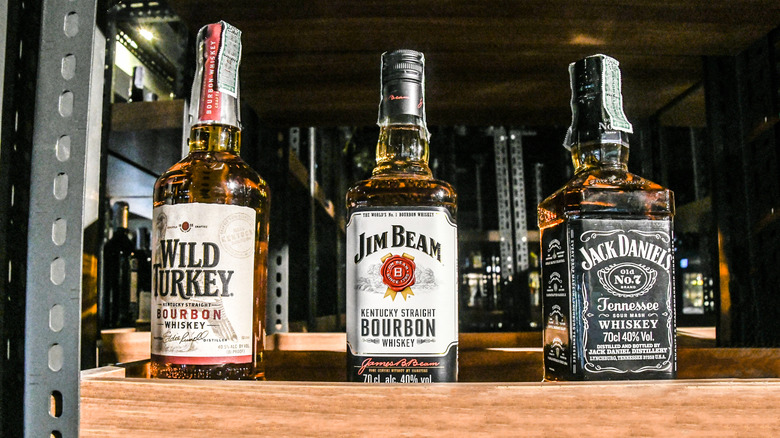 bottles of bourbon and whiskey
