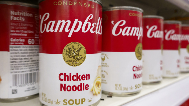 cans of Campbell's chicken noodle soup