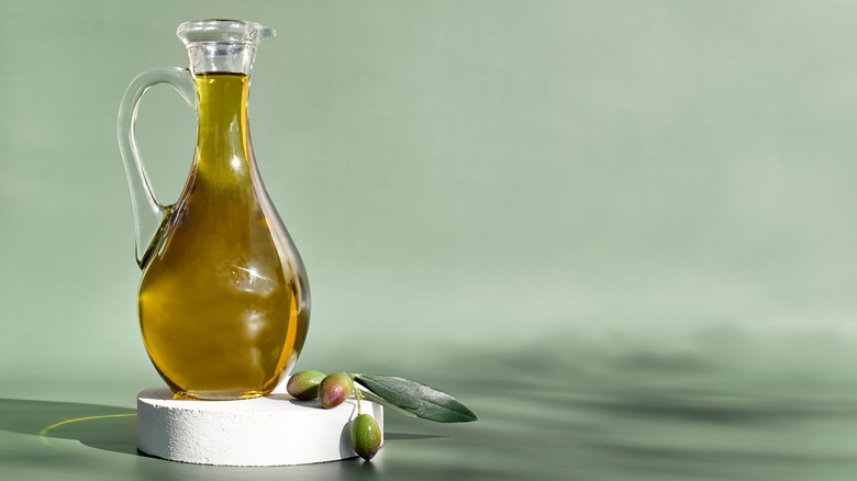 Extra-virgin olive oil in flask