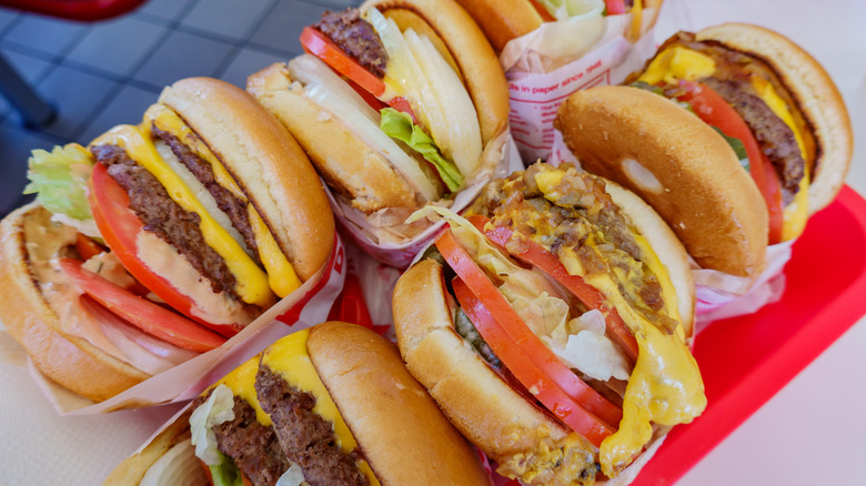 Variety of burgers from In-N-Out