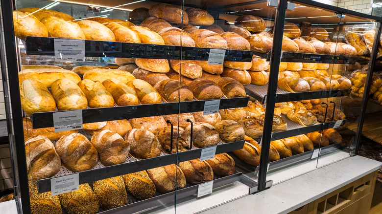 bread displayed at Whole Foods