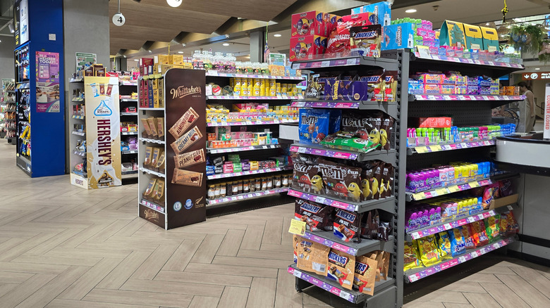candy aisle at grocery store