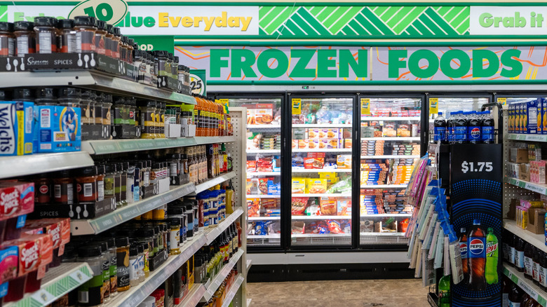 Dollar Tree food aisle with frozen items