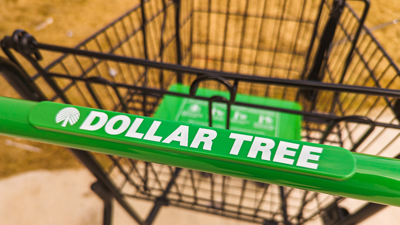 Close-up of a Dollar Tree shopping cart