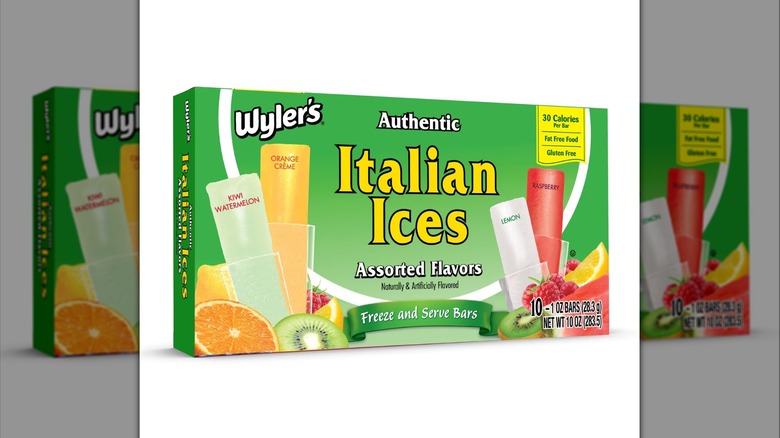 Box of Wyler's Italian Ice Freezer Bars on white background