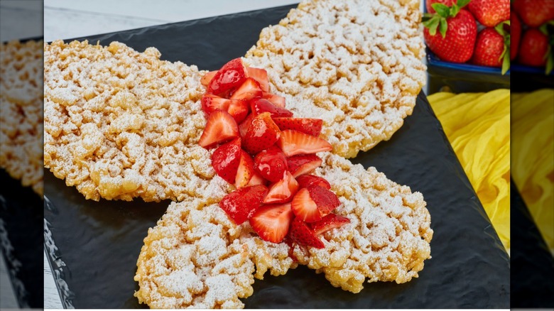 Overhead view of butterfly-shaped funnel cakes at Dollywood