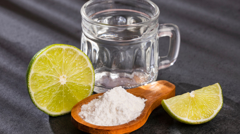 Baking Soda with Limes and a Glass